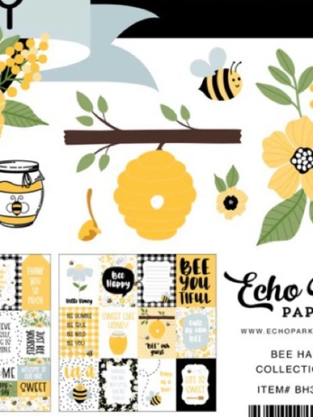 Echo Park Paper-Bee Happy Collection Kit 12x12” Paper & Sticker Sheet